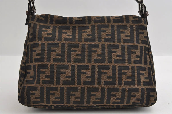 Authentic FENDI Zucca Mamma Baguette Shoulder Bag Canvas Leather Brown 5678I