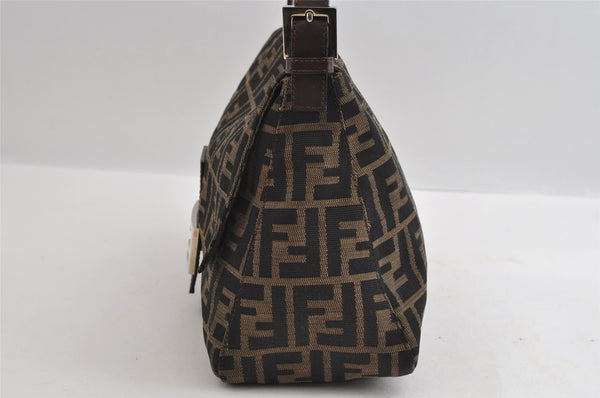 Authentic FENDI Zucca Mamma Baguette Shoulder Bag Canvas Leather Brown 5678I
