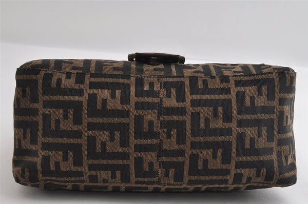 Authentic FENDI Zucca Mamma Baguette Shoulder Bag Canvas Leather Brown 5678I
