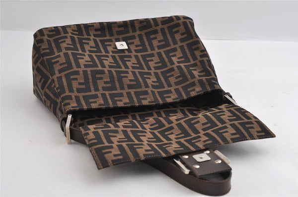 Authentic FENDI Zucca Mamma Baguette Shoulder Bag Canvas Leather Brown 5678I