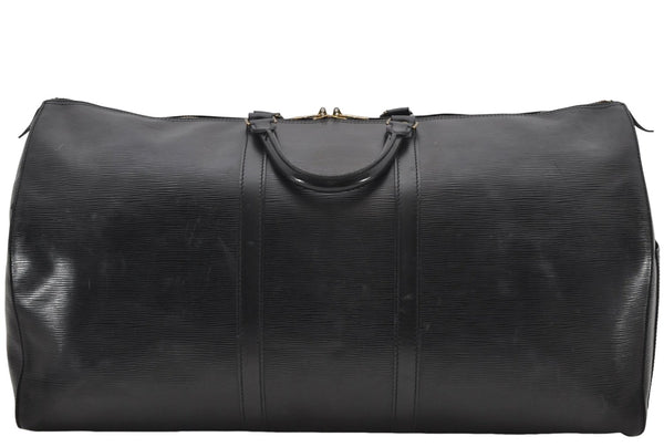 Authentic Louis Vuitton Epi Keepall 60 Boston Travel Bag Black M42942 LV 5679D
