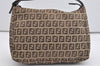 Authentic FENDI Zucchino Vintage Hand Bag Purse Canvas Leather Brown 5679I