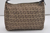 Authentic FENDI Zucchino Vintage Hand Bag Purse Canvas Leather Brown 5679I