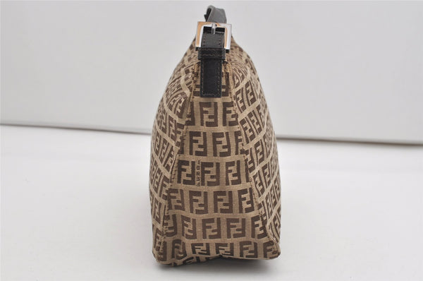 Authentic FENDI Zucchino Vintage Hand Bag Purse Canvas Leather Brown 5679I