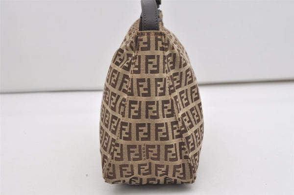 Authentic FENDI Zucchino Vintage Hand Bag Purse Canvas Leather Brown 5679I