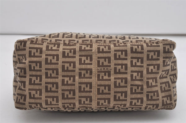 Authentic FENDI Zucchino Vintage Hand Bag Purse Canvas Leather Brown 5679I