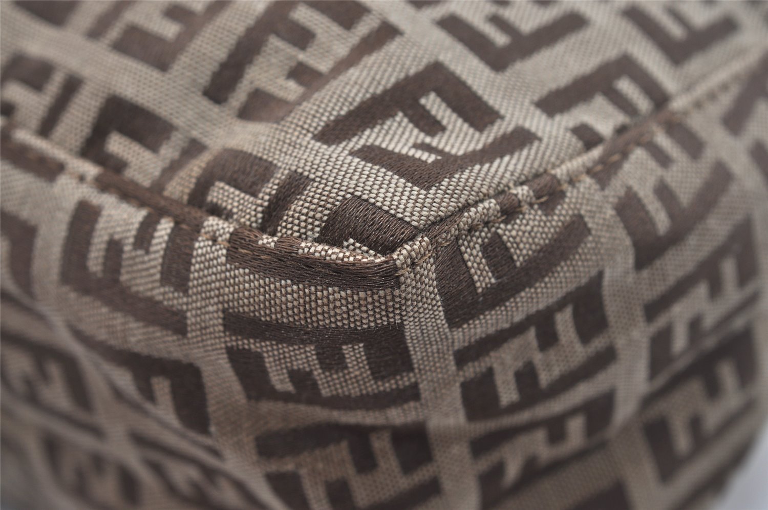 Authentic FENDI Zucchino Vintage Hand Bag Purse Canvas Leather Brown 5679I