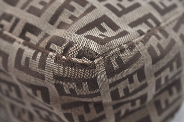 Authentic FENDI Zucchino Vintage Hand Bag Purse Canvas Leather Brown 5679I