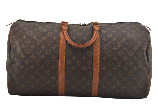 Authentic Louis Vuitton Monogram Keepall 55 Travel Boston Bag M41424 LV 5680I