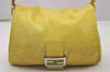 Authentic FENDI Mamma Baguette Shoulder Hand Bag Purse Leather Yellow 5683I