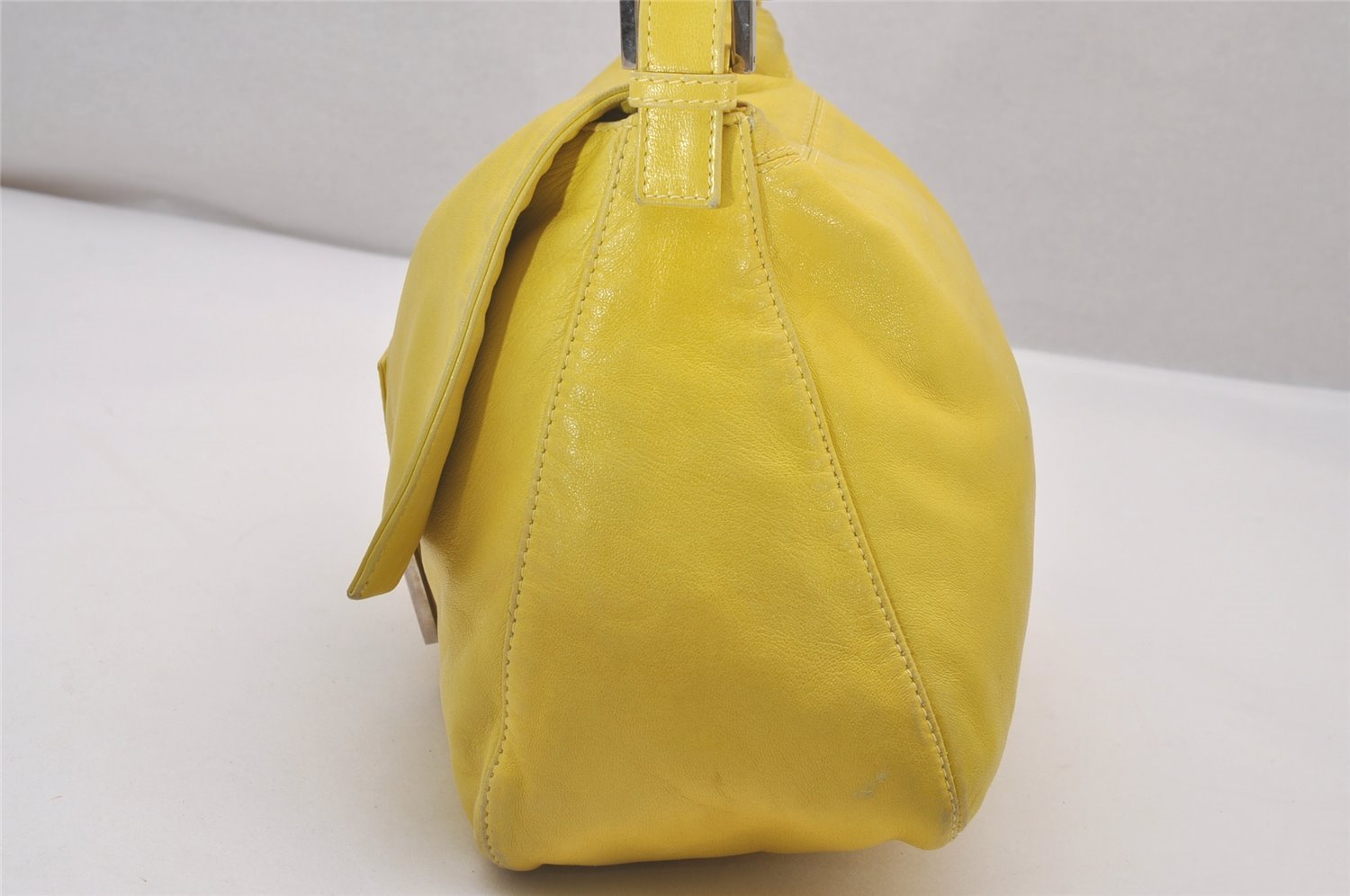 Authentic FENDI Mamma Baguette Shoulder Hand Bag Purse Leather Yellow 5683I
