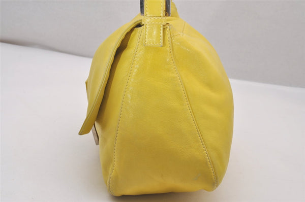 Authentic FENDI Mamma Baguette Shoulder Hand Bag Purse Leather Yellow 5683I