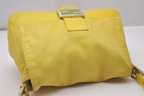 Authentic FENDI Mamma Baguette Shoulder Hand Bag Purse Leather Yellow 5683I