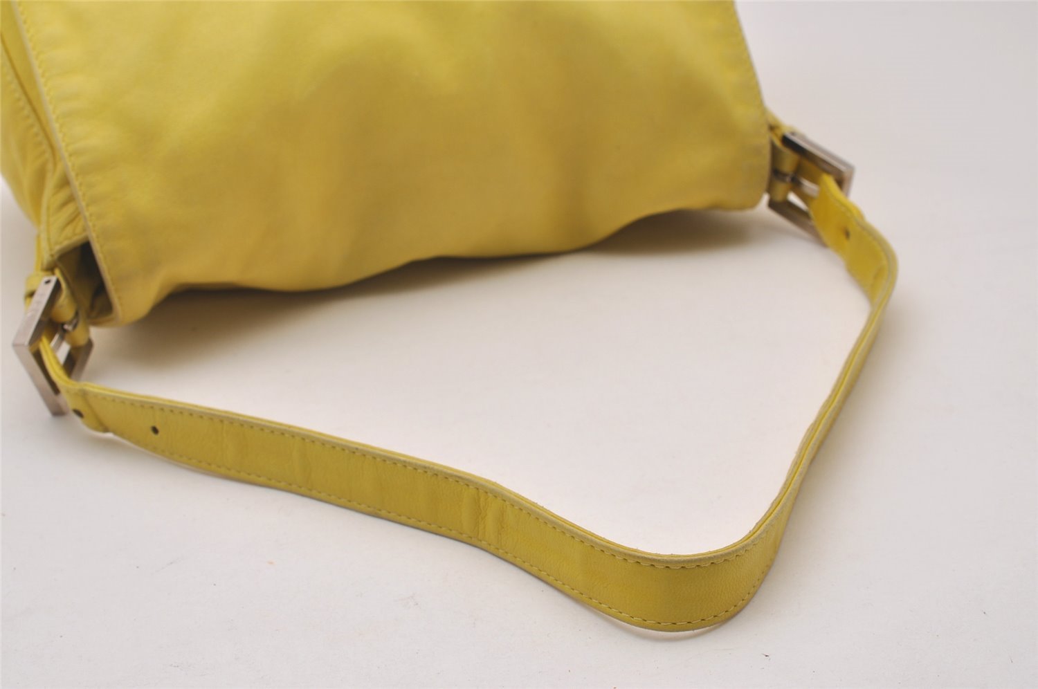Authentic FENDI Mamma Baguette Shoulder Hand Bag Purse Leather Yellow 5683I