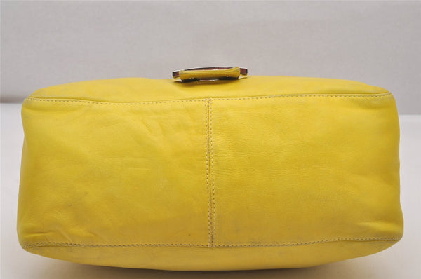 Authentic FENDI Mamma Baguette Shoulder Hand Bag Purse Leather Yellow 5683I