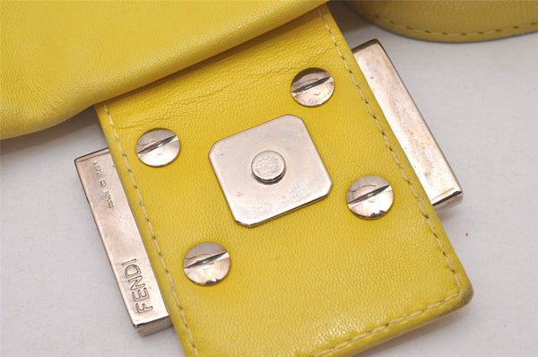 Authentic FENDI Mamma Baguette Shoulder Hand Bag Purse Leather Yellow 5683I