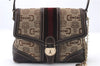 Authentic GUCCI Horsebit Shoulder Hand Bag GG Canvas Leather 145999 Brown 5684C