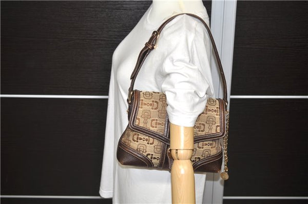 Authentic GUCCI Horsebit Shoulder Hand Bag GG Canvas Leather 145999 Brown 5684C