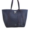 Authentic Louis Vuitton Lock Me Cabas Shoulder Tote Bag Navy Red M54682 LV 5685D
