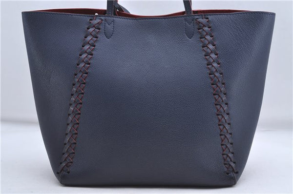 Authentic Louis Vuitton Lock Me Cabas Shoulder Tote Bag Navy Red M54682 LV 5685D