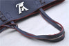 Authentic Louis Vuitton Lock Me Cabas Shoulder Tote Bag Navy Red M54682 LV 5685D