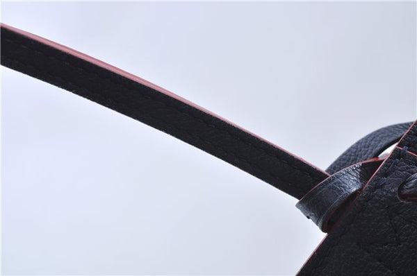 Authentic Louis Vuitton Lock Me Cabas Shoulder Tote Bag Navy Red M54682 LV 5685D