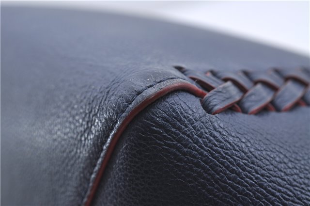 Authentic Louis Vuitton Lock Me Cabas Shoulder Tote Bag Navy Red M54682 LV 5685D