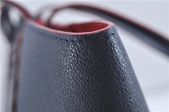 Authentic Louis Vuitton Lock Me Cabas Shoulder Tote Bag Navy Red M54682 LV 5685D