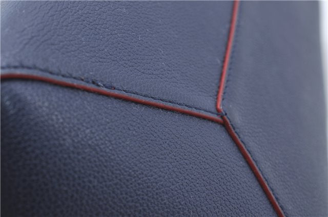 Authentic Louis Vuitton Lock Me Cabas Shoulder Tote Bag Navy Red M54682 LV 5685D