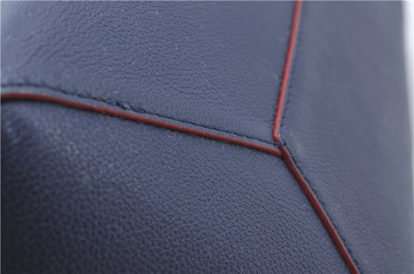 Authentic Louis Vuitton Lock Me Cabas Shoulder Tote Bag Navy Red M54682 LV 5685D