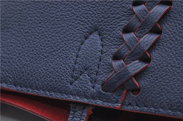 Authentic Louis Vuitton Lock Me Cabas Shoulder Tote Bag Navy Red M54682 LV 5685D