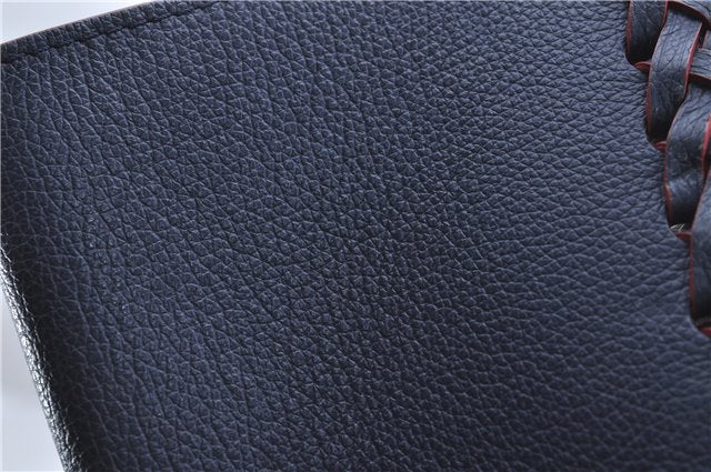 Authentic Louis Vuitton Lock Me Cabas Shoulder Tote Bag Navy Red M54682 LV 5685D