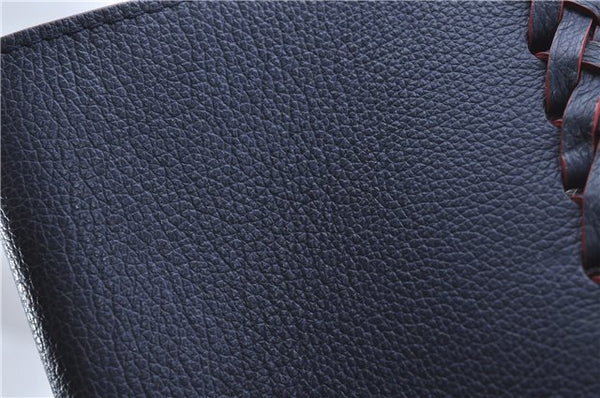 Authentic Louis Vuitton Lock Me Cabas Shoulder Tote Bag Navy Red M54682 LV 5685D