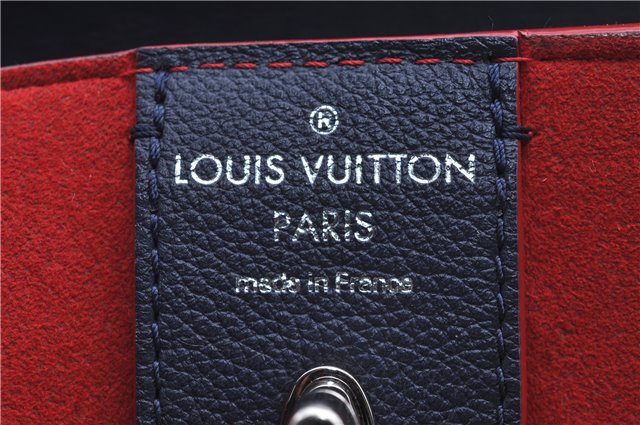 Authentic Louis Vuitton Lock Me Cabas Shoulder Tote Bag Navy Red M54682 LV 5685D