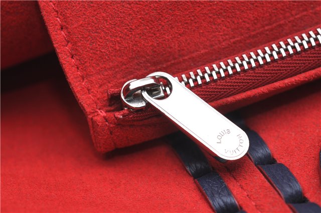 Authentic Louis Vuitton Lock Me Cabas Shoulder Tote Bag Navy Red M54682 LV 5685D