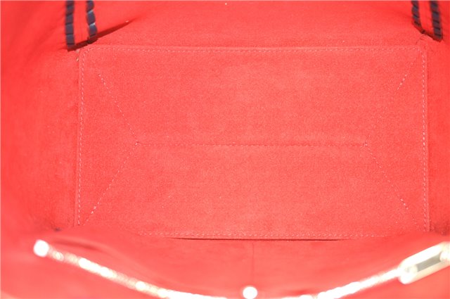 Authentic Louis Vuitton Lock Me Cabas Shoulder Tote Bag Navy Red M54682 LV 5685D