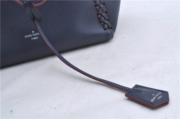 Authentic Louis Vuitton Lock Me Cabas Shoulder Tote Bag Navy Red M54682 LV 5685D