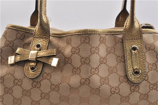 Authentic GUCCI Princy GG Canvas Leather Shoulder Tote Bag 163805 Gold 5692C