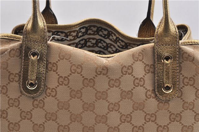 Authentic GUCCI Princy GG Canvas Leather Shoulder Tote Bag 163805 Gold 5692C