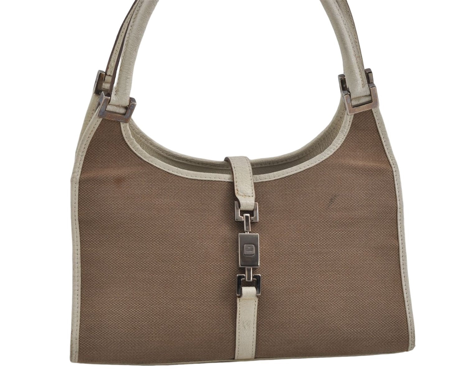 Authentic GUCCI Jackie Shoulder Hand Bag Canvas Leather 0021068 Beige 5692D