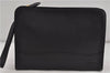 Authentic BURBERRY Vintage Leather Clutch Bag Purse Black 5695D