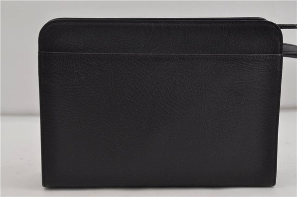 Authentic BURBERRY Vintage Leather Clutch Bag Purse Black 5695D