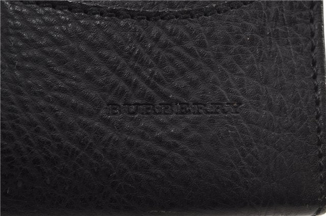 Authentic BURBERRY Vintage Leather Clutch Bag Purse Black 5695D