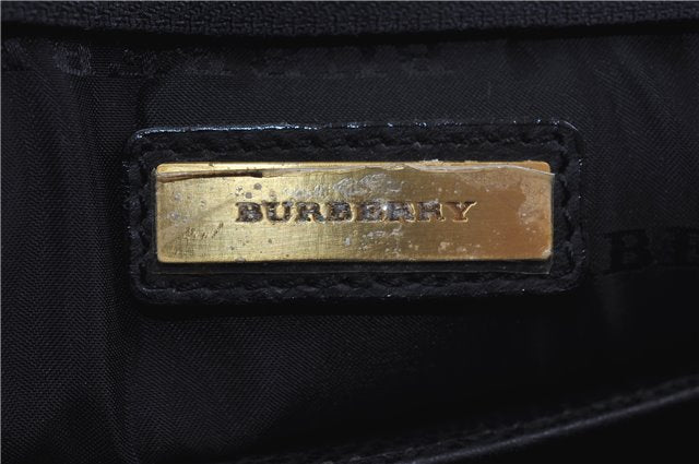 Authentic BURBERRY Vintage Leather Clutch Bag Purse Black 5695D