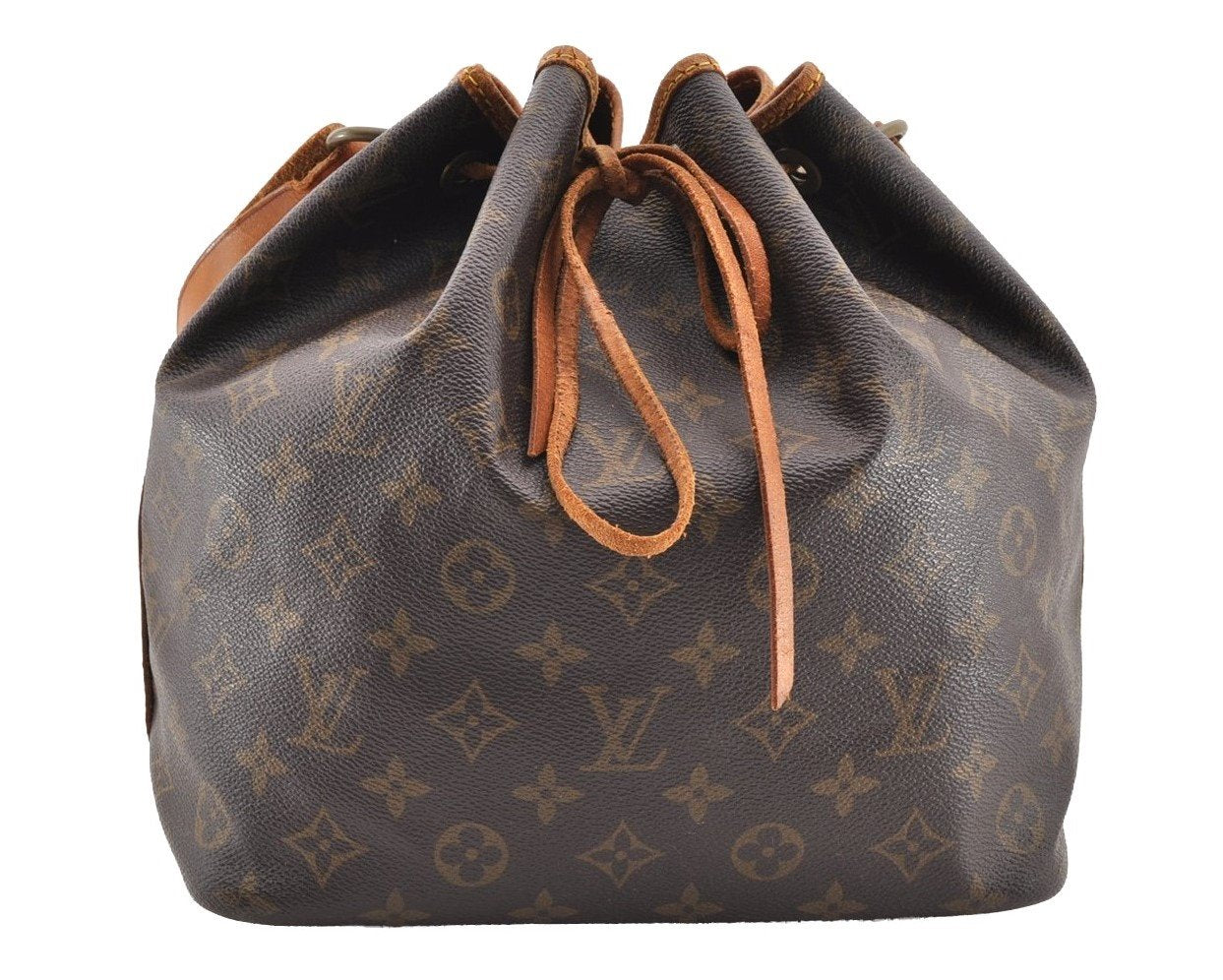 Authentic Louis Vuitton Monogram Petit Noe M42226 Shoulder Drawstring Bag 5696I