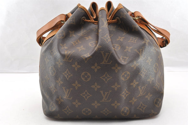 Authentic Louis Vuitton Monogram Petit Noe M42226 Shoulder Drawstring Bag 5696I