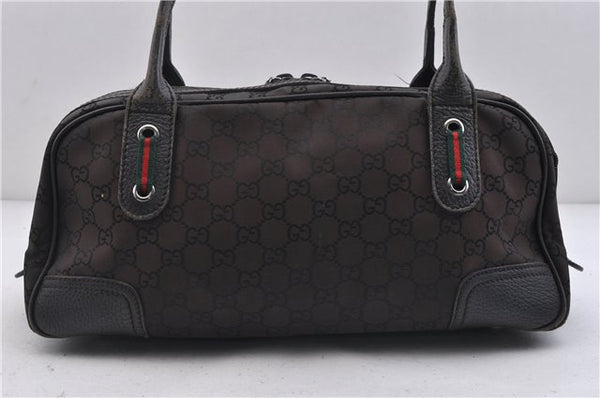 Auth GUCCI Web Sherry Line Shoulder Hand Bag GG Nylon Leather 293594 Brown 5697C