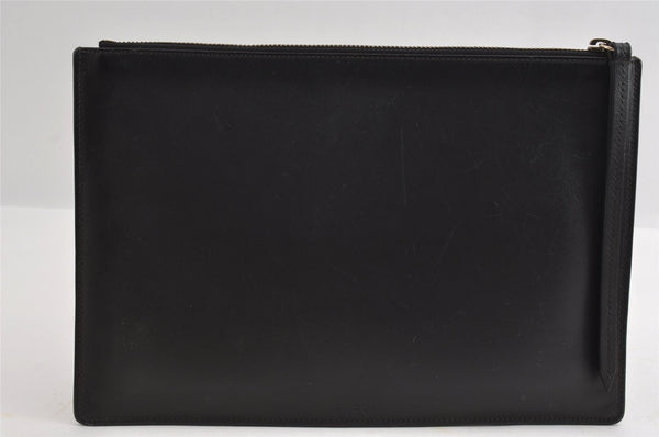 Authentic GUCCI Ghost LIFE IS GUCCI Clutch Bag Purse Leather 445597 Black 5698I