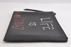 Authentic GUCCI Ghost LIFE IS GUCCI Clutch Bag Purse Leather 445597 Black 5698I