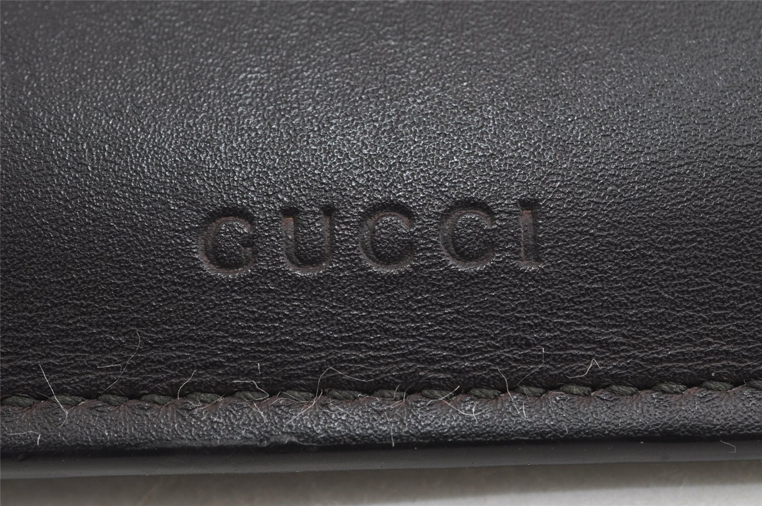 Authentic GUCCI Ghost LIFE IS GUCCI Clutch Bag Purse Leather 445597 Black 5698I